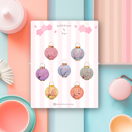 Sakura Round Paper Lantern Series: Sticker Sheet