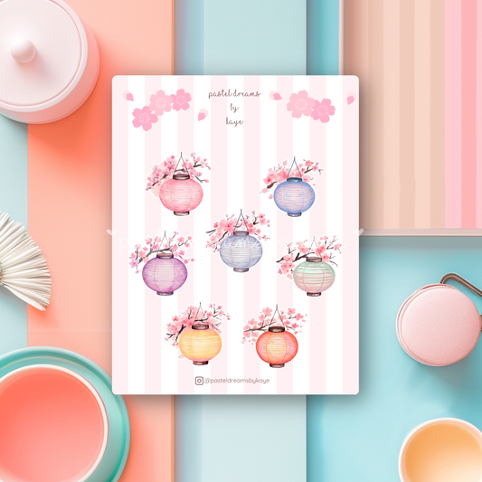 Sakura Hanging Paper Lantern Series: Sticker Sheet