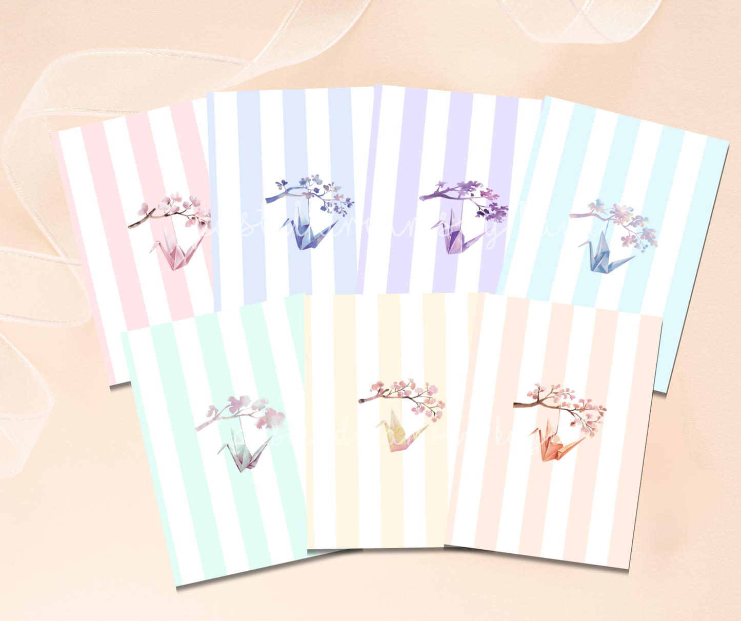 Sakura Paper Crane Series: Greeting Card