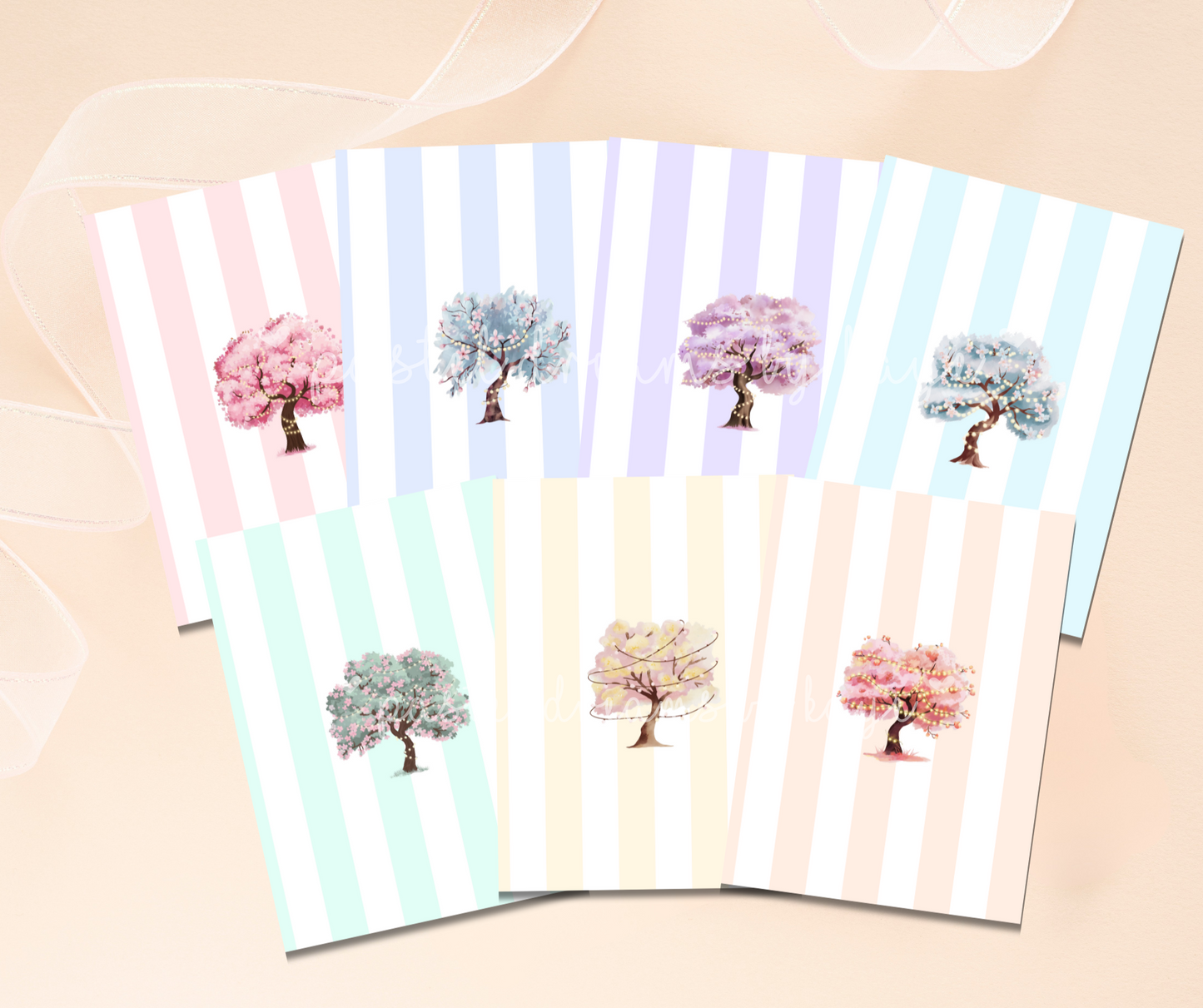 Sakura Tree String Lights Series: Greeting Card