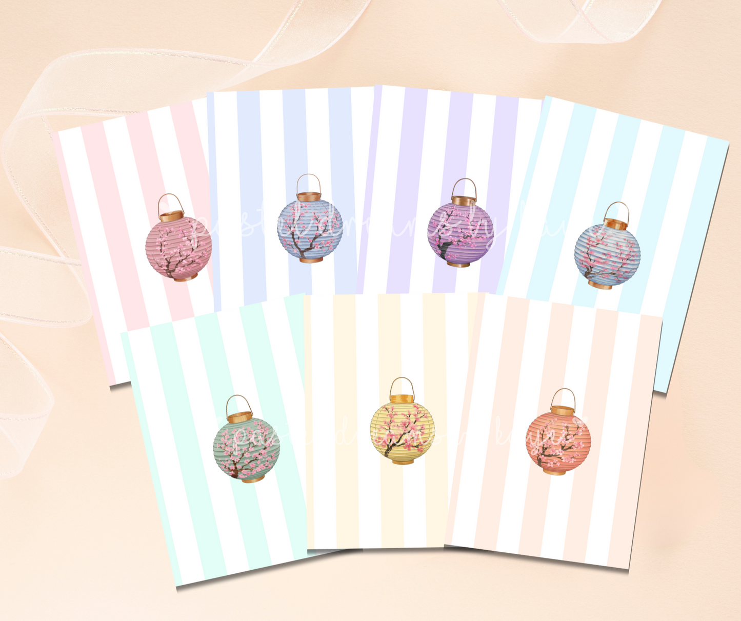 Sakura Round Lantern Series: Greeting Card