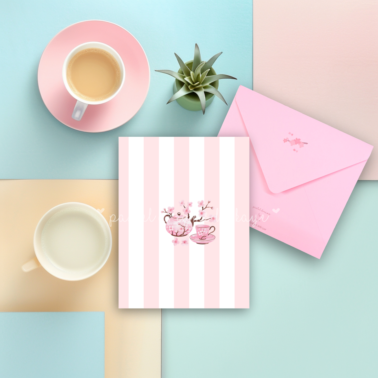 Sakura Tea Set Series: Greeting Card