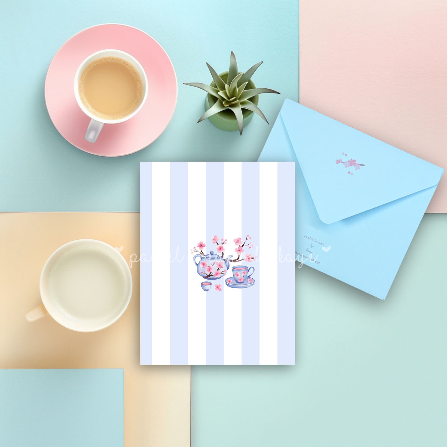 Sakura Tea Set Series: Greeting Card