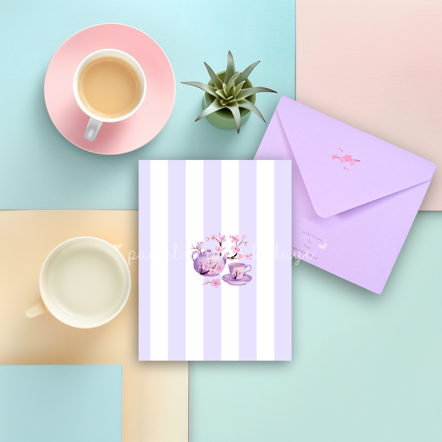 Sakura Tea Set Series: Greeting Card