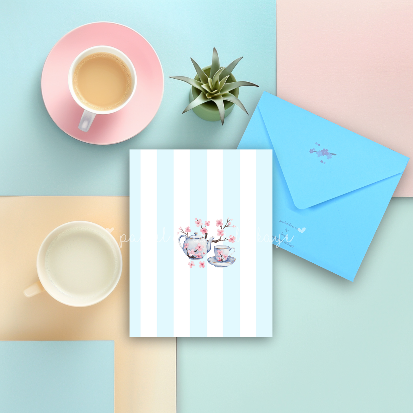 Sakura Tea Set Series: Greeting Card