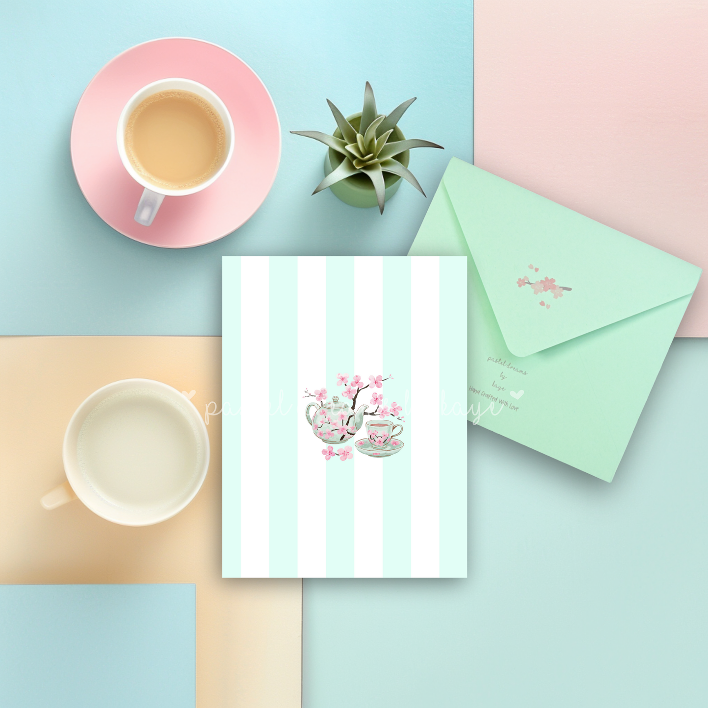 Sakura Tea Set Series: Greeting Card