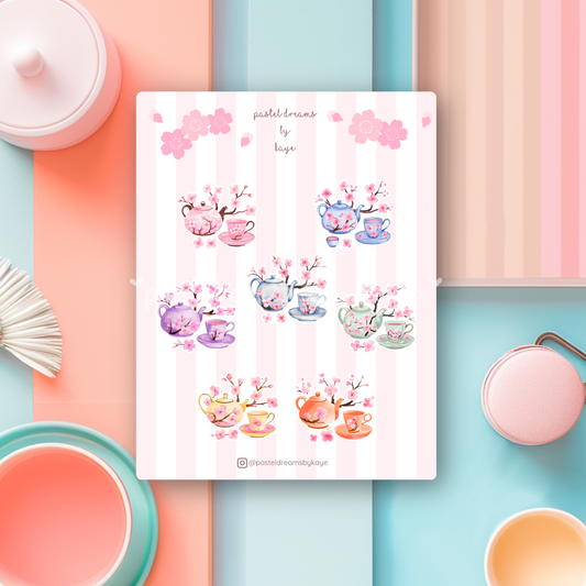 Sakura Tea Set Series: Sticker Sheet